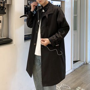 Men's Long Length Windbreaker Double Breasted Loose Long Coat Trench Green/black Color Outerwear High Quality Jacket S-3XL 210524