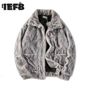 IEFB / Abbigliamento da uomo Cappotto in pelliccia sintetica con stampa in pelle Hip Hop per uomo e donna Comodo Jakcet con tasche 19H-a185 210524