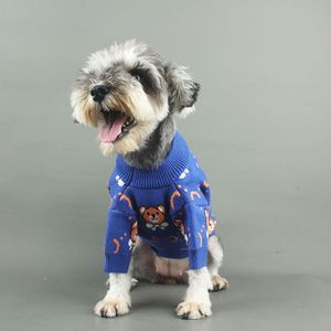 Urso dos desenhos animados Suéteres para animais de estimação Moda azul malha vestuário de cães ao ar livre camisola quente para filhote de cachorro Teddy Schnauzer