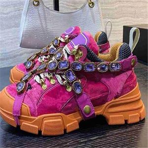 Kristal Sneakers Karışık Renk Kadın Ayakkabı Velet Bayanlar Moda Spor Rahat Zapatos Mujer Zarif Sandalet