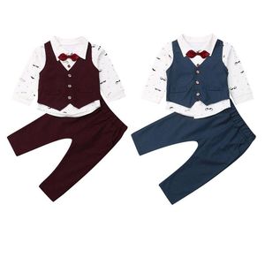 Clothing Sets 0-5T Baby Gentleman Formal Clothes Set Born Kids Boy Long Sleeve Tops Pants Gentlemen 3Pcs Outfits Year