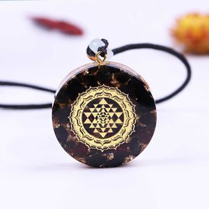 Orgonite Necklaces Healing Crystals Resin Sacred Geometry For Emf Protection Orgone Pendant W/ Black Obsidian Gravels X0707