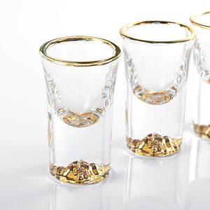 factory outlets! 10ml Gold mountain glss thick bottom wine glasses shot glasses