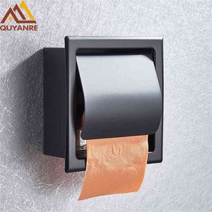 Quyanre nero opaco cromato porta carta igienica in acciaio inox 304 Roll Box Porta Papel Higienico Tissue 210720