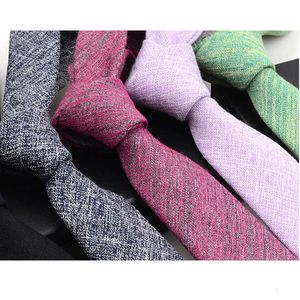 Rbocott Solid Cotton Tie 6cm Slim Striped Men's Casual Blue Black Skinny s Red Green Gray Necktie for Men Wedding