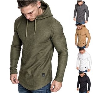 Moda masculina com capuz atlético, moletom esportivo, cor sólida, pulôver de lã para academia, moletom com capuz de manga comprida, moletons leves de grife