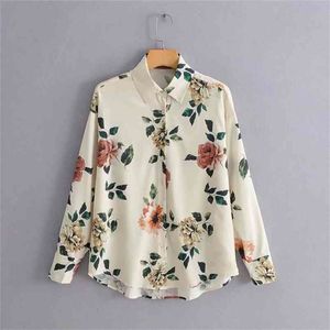 Frauen Vintage Mode Blumendruck lässige Bluse Hemden Langarm elegante Blusas Feminina Business Chic Tops LS4084 210420