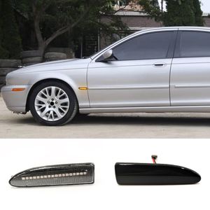 2PCS Jaguar X-Type 2002 2003 2004 2005 2006 2007 2008 2009矢印ターンシグナルランプの2PCSダイナミックLEDサイドマーカーライト