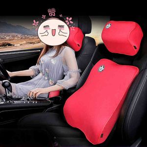 Car Neck Pillow Back Support Seat Headrest Memory Foam Cotton Chair Cover Office Auto Travel Mesh Fabric Lumbar Cushion