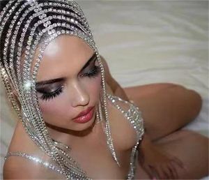 Fermagli per capelli Barrettes Fatti a mano Shing Copricapo da sposa Crystal Multi Strand Head Chain Long Nappa Accessori per fascia con strass