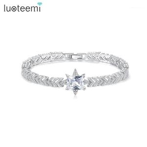 Trendy Crystal Bracelets For Women Clear CZ Stone Bangles Charm Fashion Jewellery Dating Christmas Gift Accessories Bangle