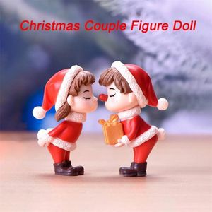 Dekoracje świąteczne Prezent 2 sztuk / zestaw Mini para Rysunek DIY DIY Ogród Bonsai Decor Ornament Kid Zabawki Miniaturowe Figurki Ludzie Statua Żywica