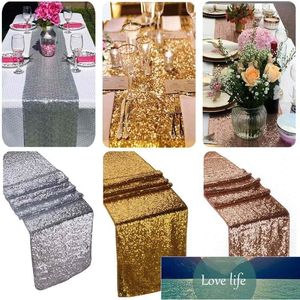 Nowa cekin Satin Tabela Runner Blink Spark Glitter Wedding Party Home Bankiet Venue Decor Prostokąt Biegacze Cena Fabryczna Ekspert Quality Najnowsze styl