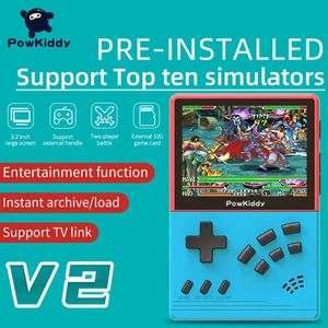 POWKIDDY V2 Retro Handheld Game Console Nostalgic host 3.2-inch Screen 32gb 10+ Simulators 5000+ Games Pocket Console CPS1 Kids Gift