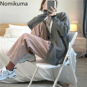 Nomikuma Casual Pants Women Korean Style Loose Straight Corduroy Trousers Female High Waist Wide Leg Pantalones Autumn 3d505 210514