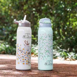 Stainless steel straw thermos cup, travel water bottle, baby thermos cup. 210913