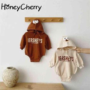 Spring baby bodysuit round neck long sleeve alphabet with hat boy clothes 210702