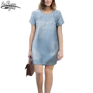 Lato Plus Rozmiar M-5XL Kobiety Odzież Casual Luźna Dress Moda Dżinsy Dżinsy Sukienki Vestidos Bawełna Suknia C19-C 210427