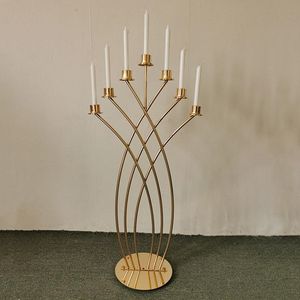 DIY Metal Candelabra 7 оружия подсвечников свадебный стол Центральные остановки Дорога ведущий рождество для домашней партии украшения