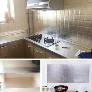 Wall Stickers 5M Aluminum Foil Wallpaper Kitchen Waterproof Oil-Proof Moisture-Proof Self-Adhesive Cabinet Pad