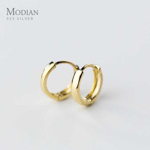 Round Simple Gold Color Charm Hoops Earrings Sparkling 925 Sterling Silver Jewelry For Women Wedding Statement Brincos 210707