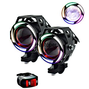 Motorcykelarbete LED-lampor 12V 125W strålkastare 6500K Super Bright U7 5Colors Angel Eye Lamp Motorbike Auxiliary LED Head Lights Car