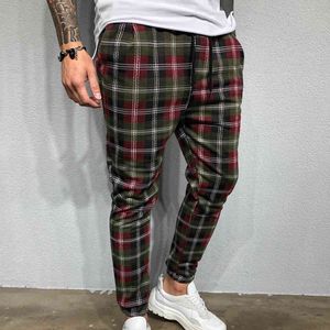 Fashion Men's Long Casual Sport Pants Gym Slim Fit Trousers Plaid Running Joggers Gym Sweatpants Bottoms Y2027