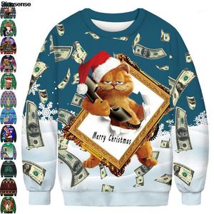 Mäns Tröjor Ugly Christmas Sweater Män Kvinnor Rolig Långärmad Pullover Holiday Party Xmas Jumper Tops Par Sweatshirt