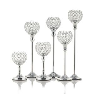 Wocadle Kristal Tealight Mumluklar Kahve Yemek Masası Centerpieces Metal Şamdanlar Standı Düğün Dekorasyon Ev Için 210722