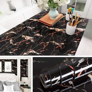 Wallpapers Black Marble Wallpaper Peel And Stick Granite Self Adhesive Contact Paper Wall Furniture Stickers For Kitchen Cabinets