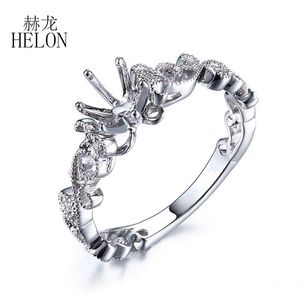 Ronde mm Solid k White Natural Diamonds Gold Semi Mount Engagement Ring voor Vrouwen Verjaardagsverjaardag Gift Cluster Ringen