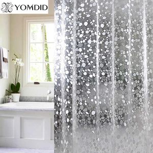 Plástico PVC 3D à prova d 'água do chuveiro cortina transparente branco banheiro anti-mofo cortina de banho translúcido com 12 pcs ganchos 210609