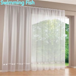 Modern vit ren gardin med bandfönster skärmar tulle gardin solid voile blind för sovrum vardagsrum 295cm höjd max 210712