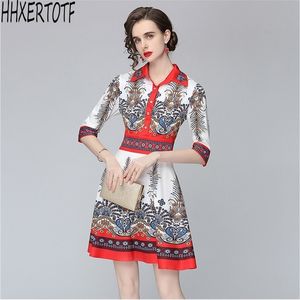 Letnia Moda Temperament Kobiety Half Sleeve Floral Print Slim Holiday Elegant Casual Party Dress 210531