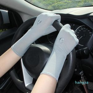 5つの指の手袋の女性中長い夏秋の薄い運転日焼け止め日焼け止めの袖のためのスリーブ