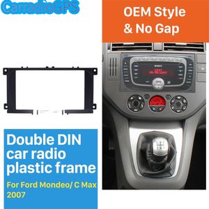 Black Double Din Car Radio Fascia for 2007 Ford Mondeo C Max Audio Frame DVD Panel CD Trim Face Plate