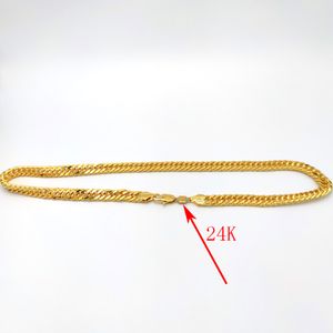 THAI BAHT stałe 24 K znaczek złoty łańcuszek autentyczne wykończenie naszyjnik ciężka biżuteria 10mm gruby wysoki kubański krawężnik link