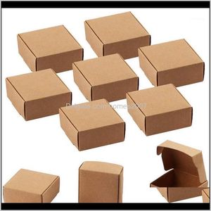 Wrap Event Festive Party Supplies Home Garden Drop Delivery Small Square Gift Brown Kraft Paper Box Decorative Boxes Packaging Boxes