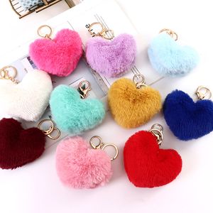 Heart Plush Keychain Party Supplies Ladies Bag Decoration Pendant Car Keychains Tillbehör