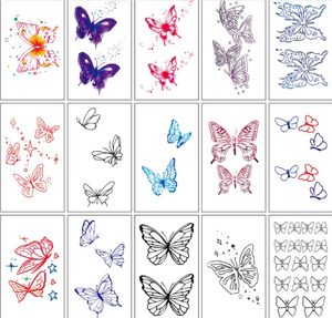 Temporary Tattoos Flower Butterfly Fake Tattoo Pattern Metallic Gold Sliver Waterproof Stickers Water Transfer Sexy Beauty Body Art