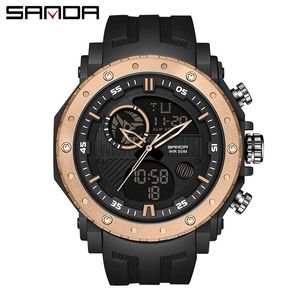 Sanda Multifunktions-Leucht-Digitaluhr für Herren, 5 bar, wasserdicht, Outdoor-Bergsteigen, koreanischer Stil, Sport, Studentengeschenke, Armbanduhren