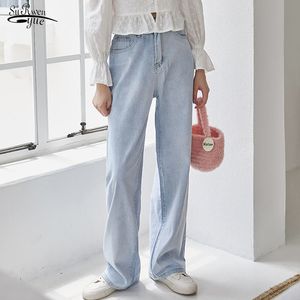Moda vintage Harajuku Pantaloni dritti Donna Jeans Vita alta Abbigliamento Gamba larga Abbigliamento denim Azzurro Streetwear 10957 210521