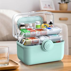 Medicinsk Box Folding Portable First Aid Kit Lagring Familj Nödplast Högkapacitet Sundries Väska med handtag 211102