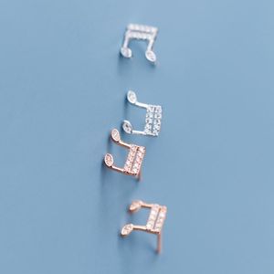 Stud Exquisite Korea 925 Sterling Silverörhängen Kubik Zirconia Musik Note Earring For Women Girls Oorbellen Zilver 2021