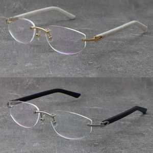 New Fashion Rimless Sunglasses Reading Frames Marbling White Arms Plank Eyeglasses 18K Gold Frame presbyopic Glasses Men Myopic Optical Male and Female Size:57
