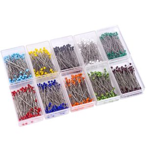 100PCS / BOX = 1 SET DESK DESK TILLBEHÖR 38mm Longth Glass Head Bead Needle Pins Sy Fasta Nålar