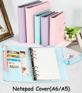 Macaroon Color A6 A5 PU Leather DIY Binder Notebook Cover Diary Agenda Planner Paper Cover School Stationery