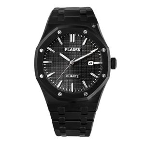 316L Acero inoxidable Business Classic Reloj para hombre Cuarzo Relojes para caballeros Calendario luminoso Textura de gama alta Calidad Hardlex Cool Black Relojes de pulsera