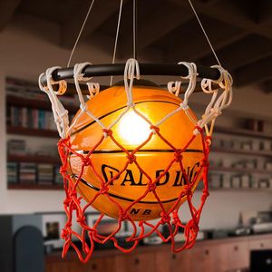 Pendantlampor 220V basket LED 110V Lamp Football Chandelier Creative Gymnasium Sports temaffär Loft Art 12W Hanglamp Rope Light