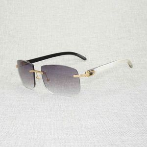 2022 Fabrik Großhandel Neue Vintage Naturholz Übergroße Sonnenbrille Männer Schwarz Weiß Buffalo Horn Shades Randlose Holzbrillen Für Driving Club Oculos